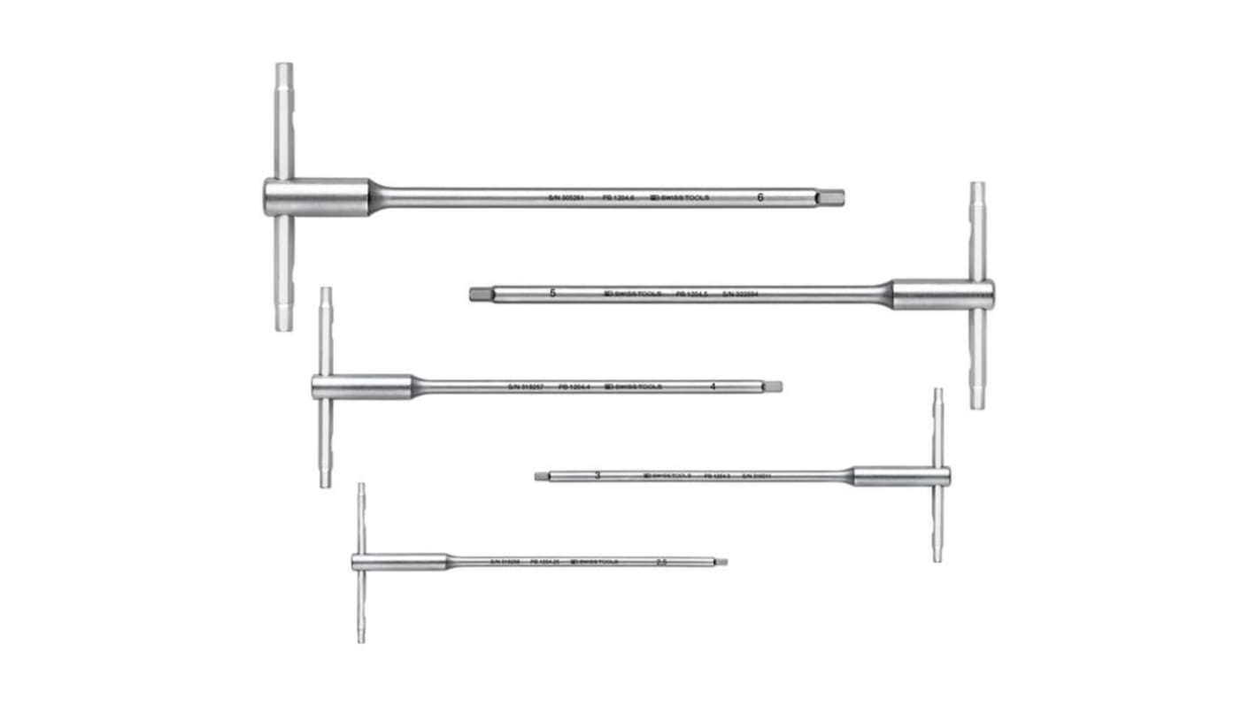 PB SWISS TOOLS Imbuszkulcs Metrikus 5 darabos 2.5 mm, 3 mm, 4 mm, 5 mm, 6 mm, T alakú