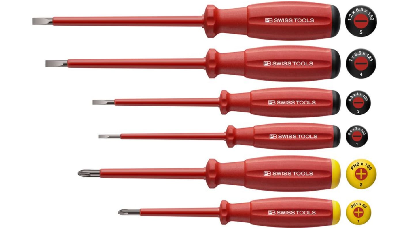 Phillips, Slotted Insulated Screwdriver Set, 6-Piece