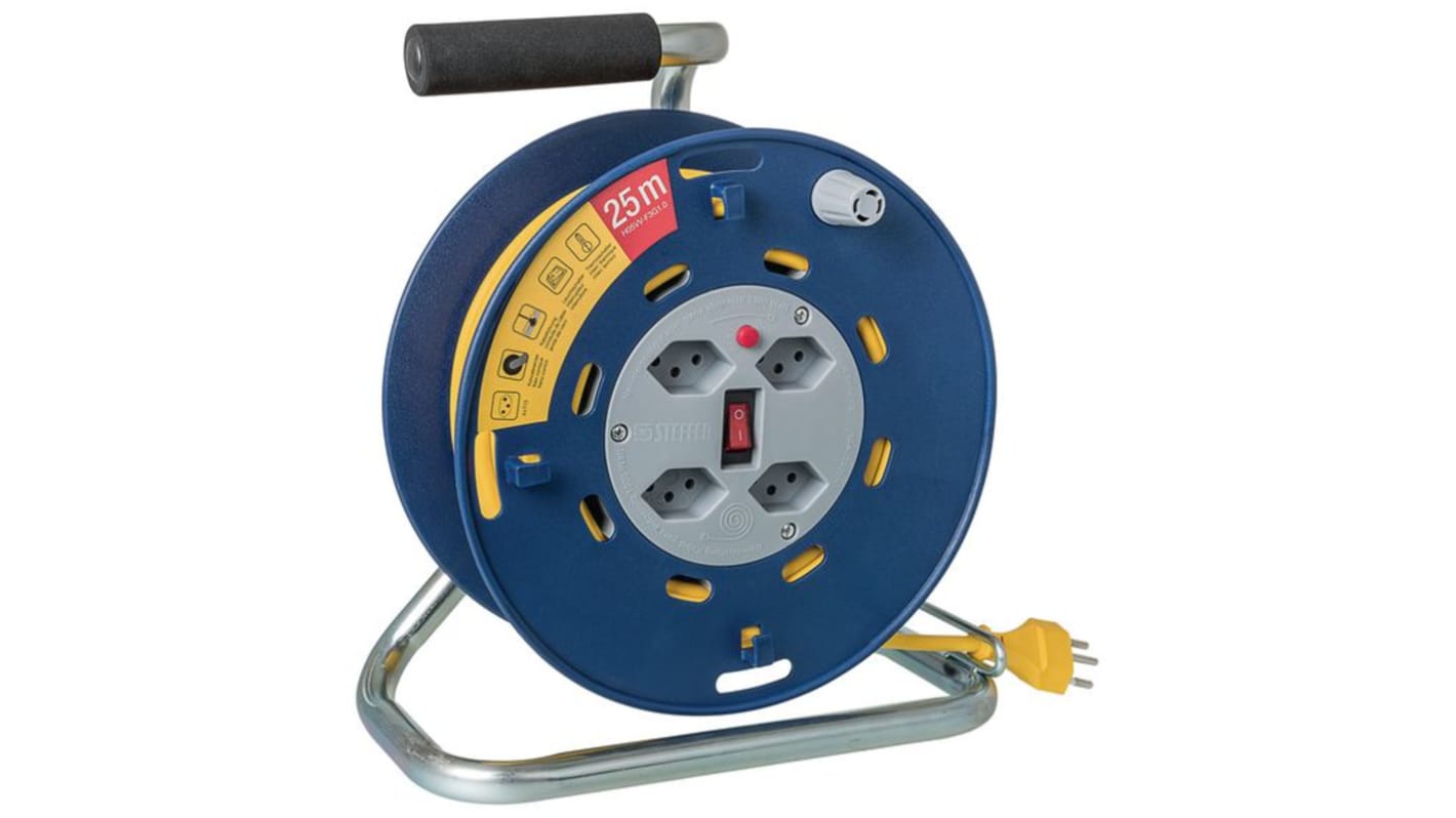 25m 4 Socket Type J - Swiss Cable Reel, 230 V, IP20