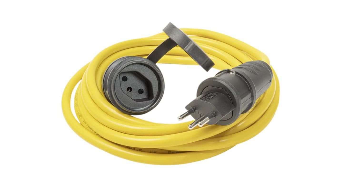 20m 1 Socket Type J - Swiss Extension Lead, 250 V, IP21