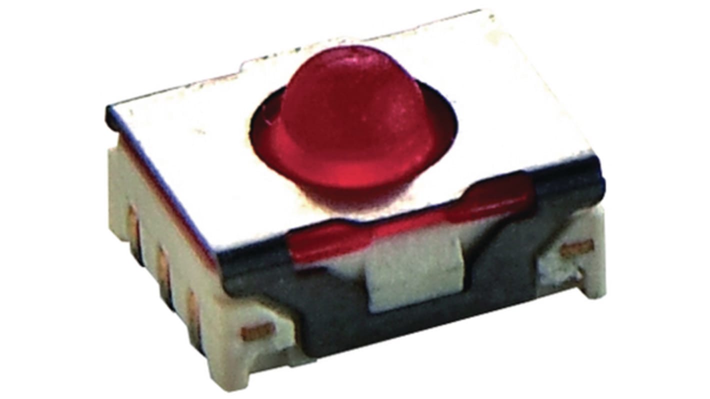 Red Button Tactile Switch, 1 NO 100mA 6.4mm Surface Mount