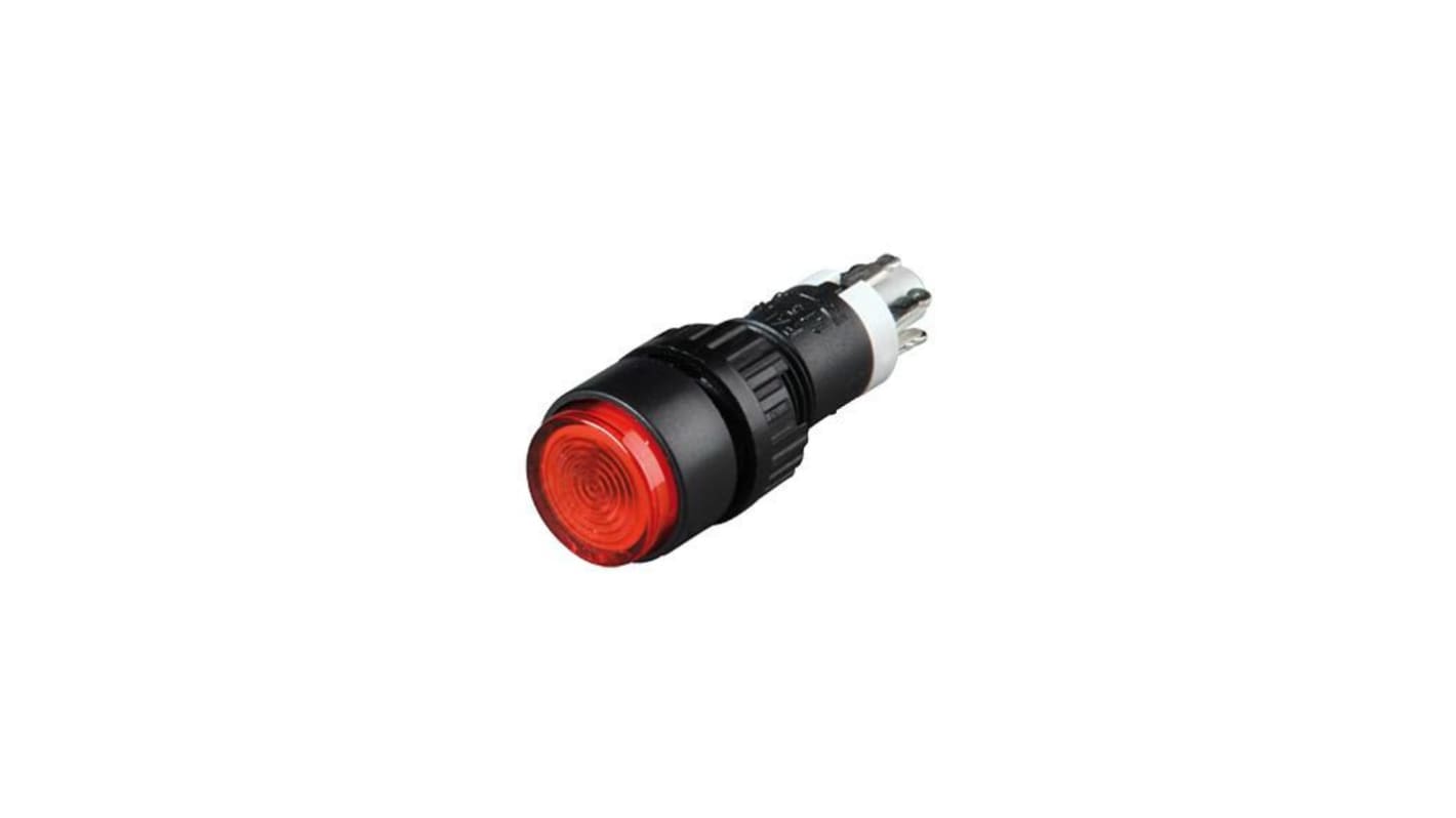 1.15.106 Series Illuminated Push Button Switch, On-On, Panel Mount, 9.1mm Cutout, 1 NO + 1 NC, Red LED, 24V, IP40