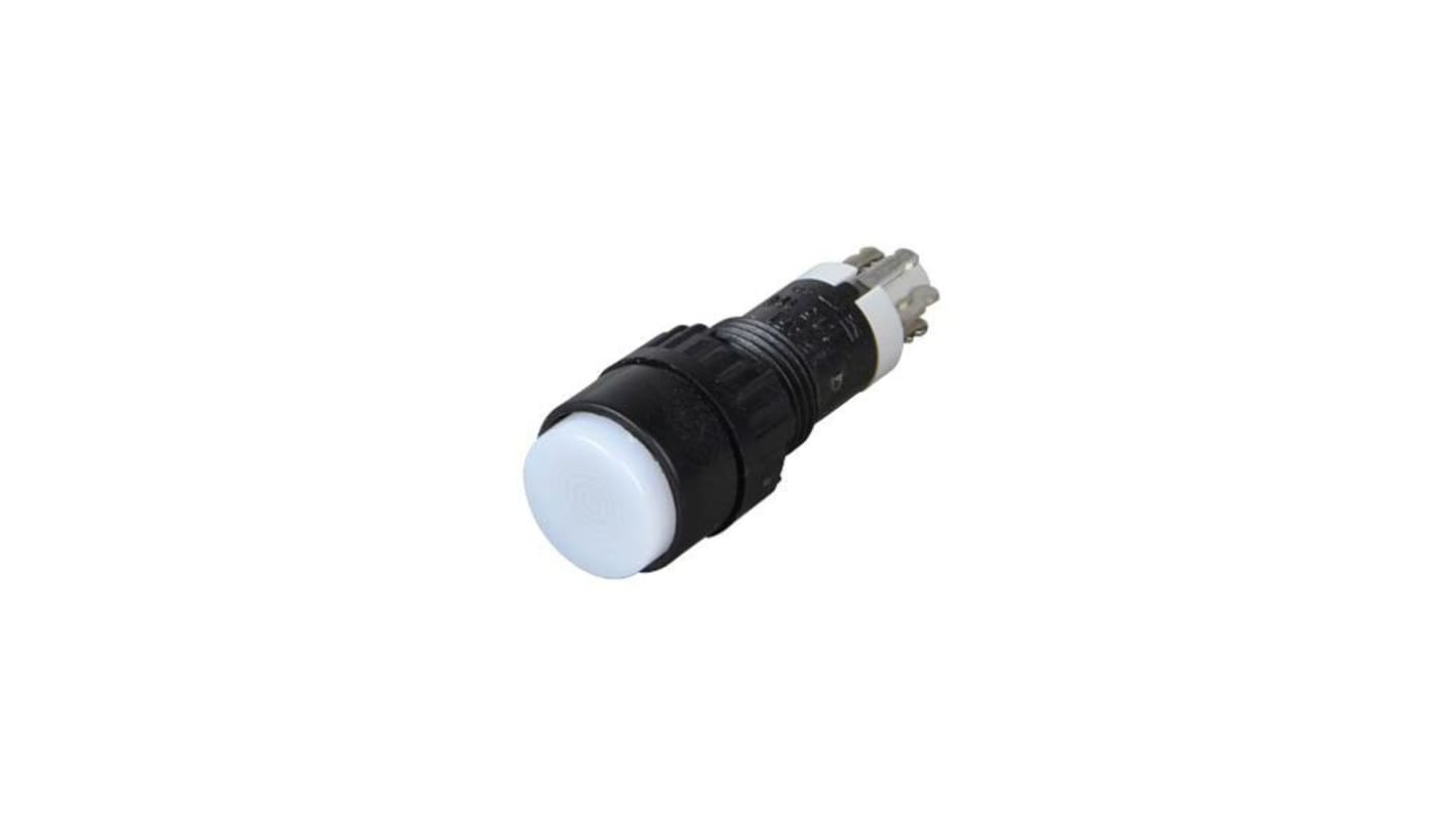 1.15.106 Series Illuminated Push Button Switch, On-On, Panel Mount, 9.1mm Cutout, 1NO+1NC, White LED, 24V, IP40