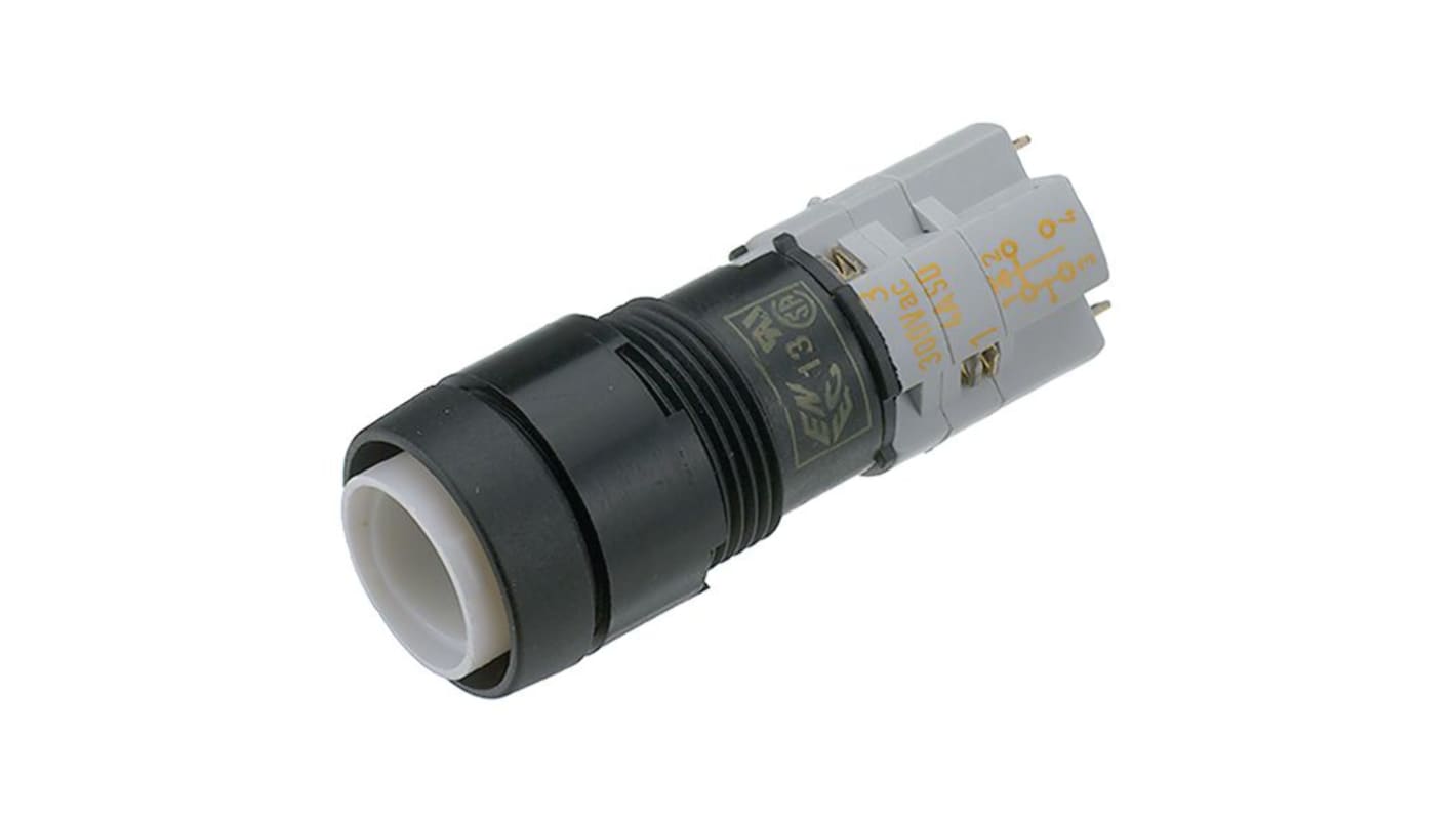 1.15.108 Series Illuminated Push Button Switch, Maintained, Panel Mount, 16.2mm Cutout, 1NO+1NC, 230V, IP40