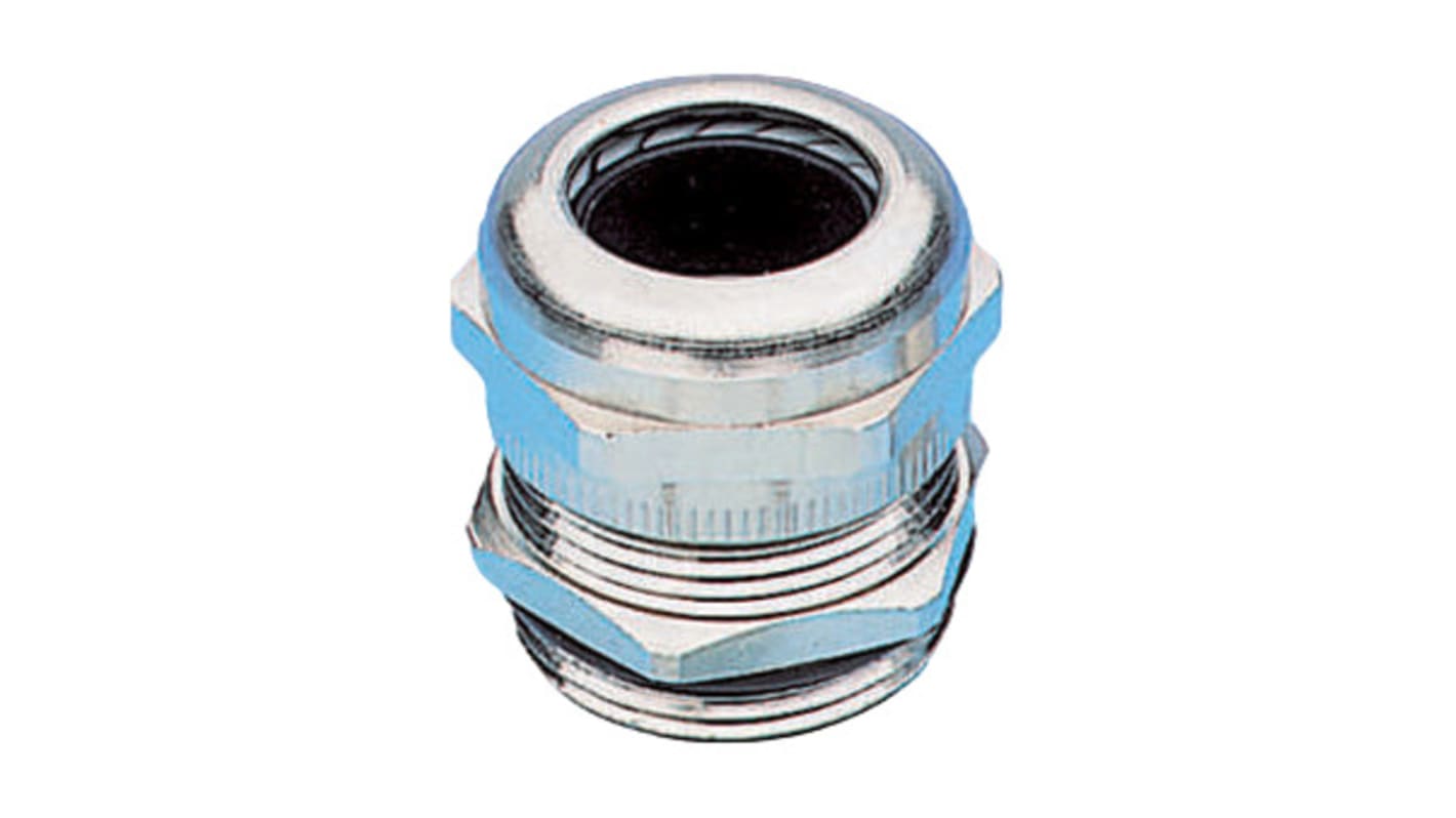 HSK-M Series Nickel Plated Brass Cable Gland, PG21 Thread, 13mm Min, 18mm Max, IP68, IP69K