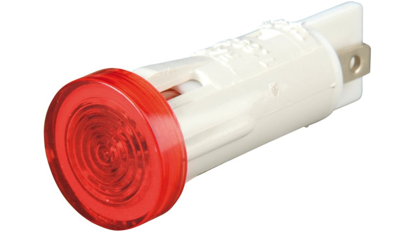 Lampada per indicatori, Ø 10mm, 230V, luce color Rosso