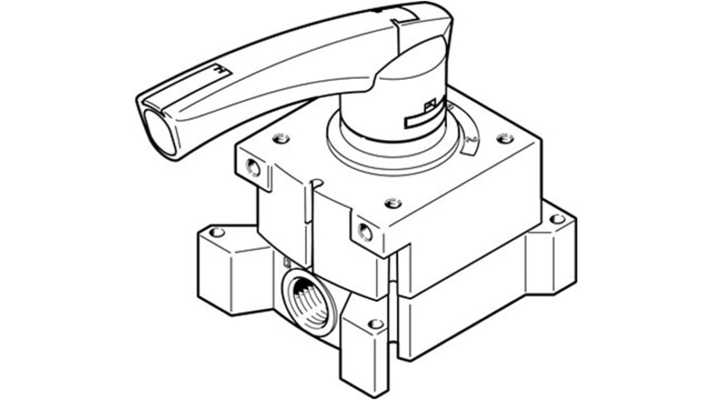 VHER Pneumatik-Steuerventil, manuell, 4/3 Way, Pressurised, M5, 4mm