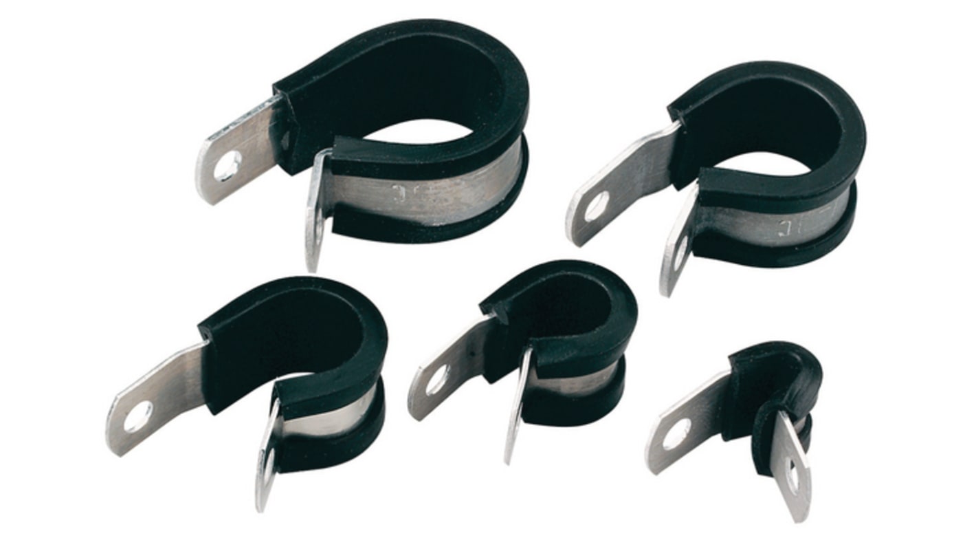 Abrazadera de cable de Aleación de Aluminio, Cloropreno Negro, montaje: Tornillo, Ø cable máx. 41.3mm
