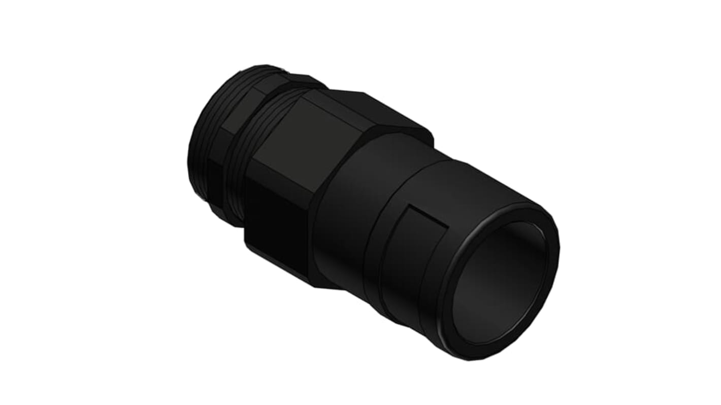 Racor para conducto, Recto de Poliamida 6 Negro, tamaño nom. 29mm, rosca PG29