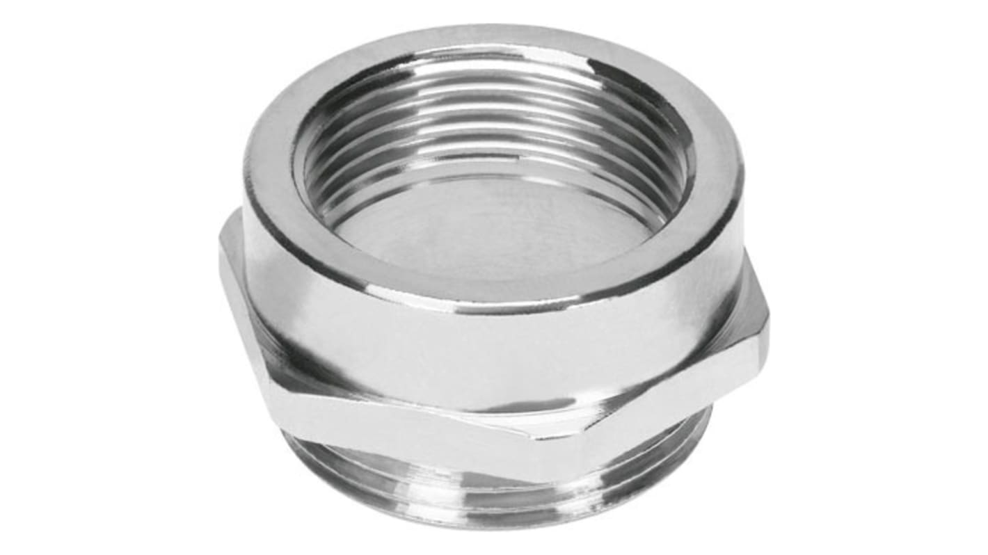 Conduit Fitting, M40, Nickel Plated Brass, Silver