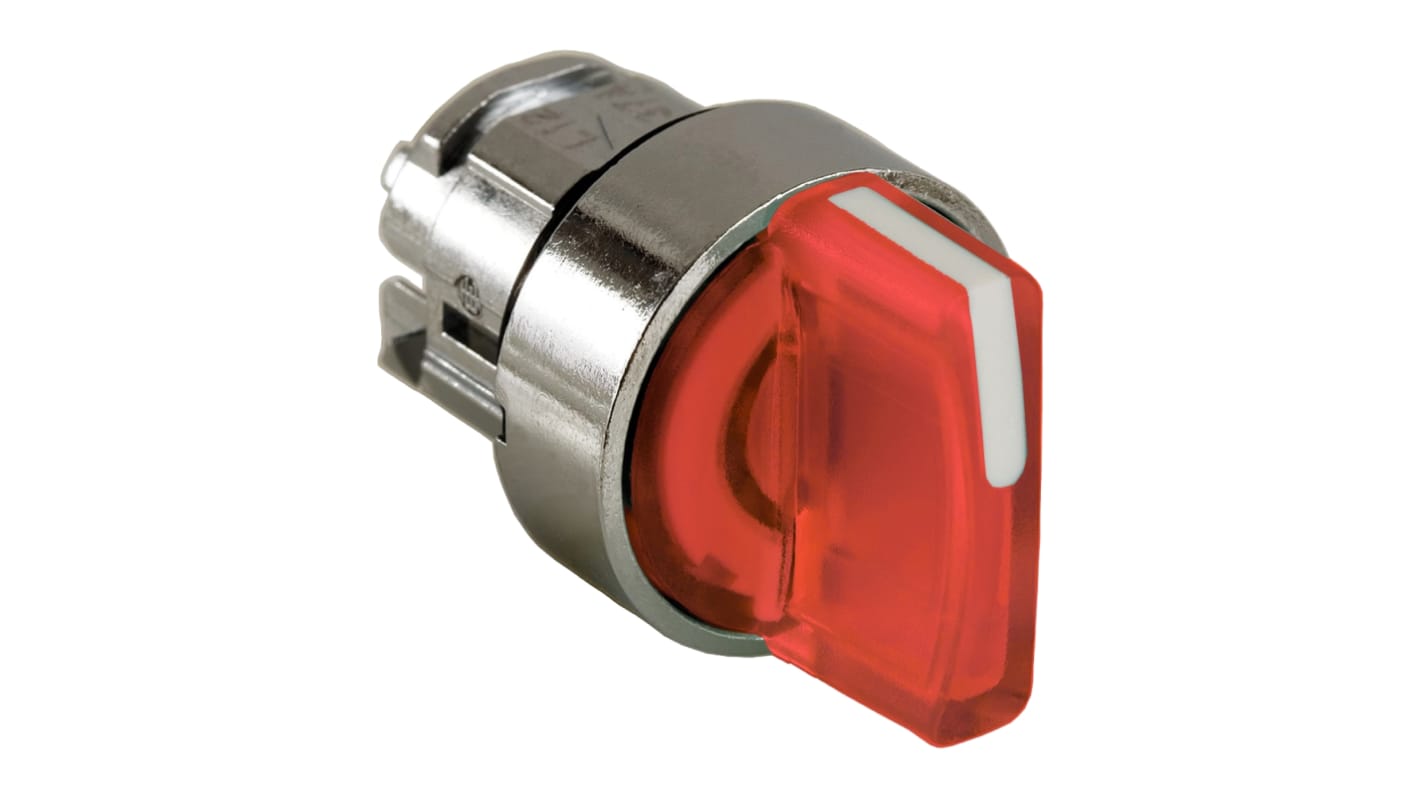 Schneider Electric Harmony XB4 Series 3 Position Selector Switch Head, 22mm Cutout, Red Handle