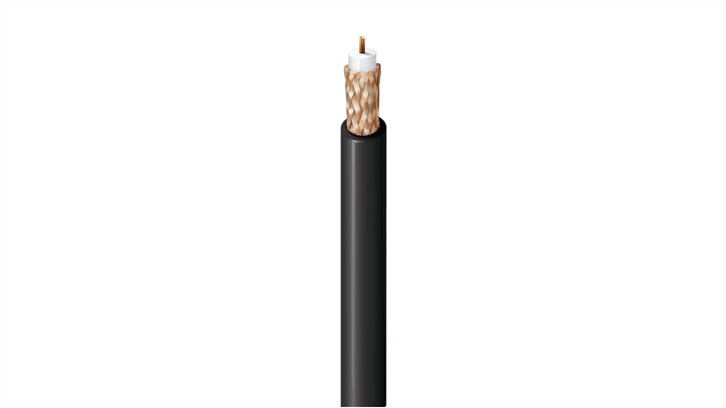 Cable coaxial SDI RG59/U Belden, 75 Ω, long. 152m, funda de , funda de PVC Negro