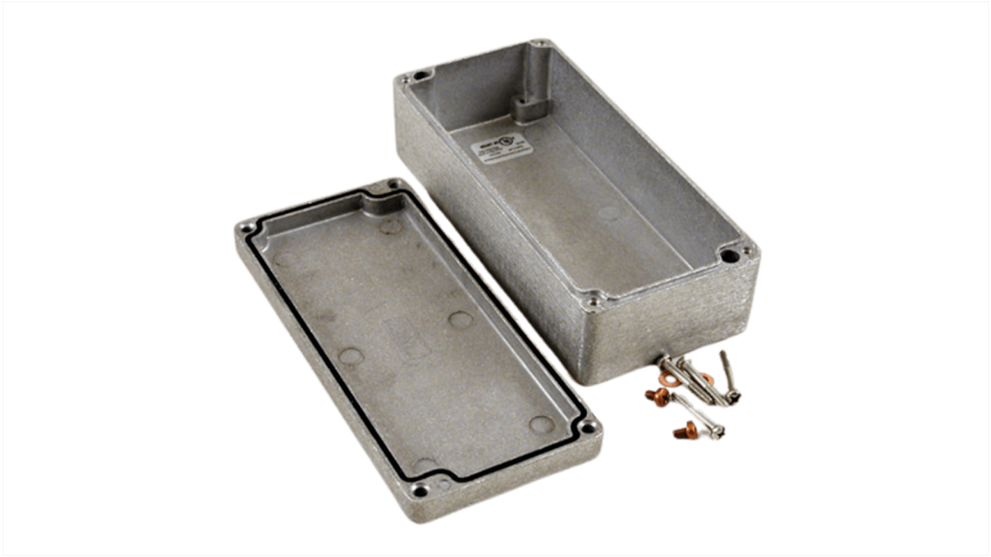 Caja Hammond de Aluminio Presofundido Natural, 175 x 80 x 52mm, IP66, Apantallada