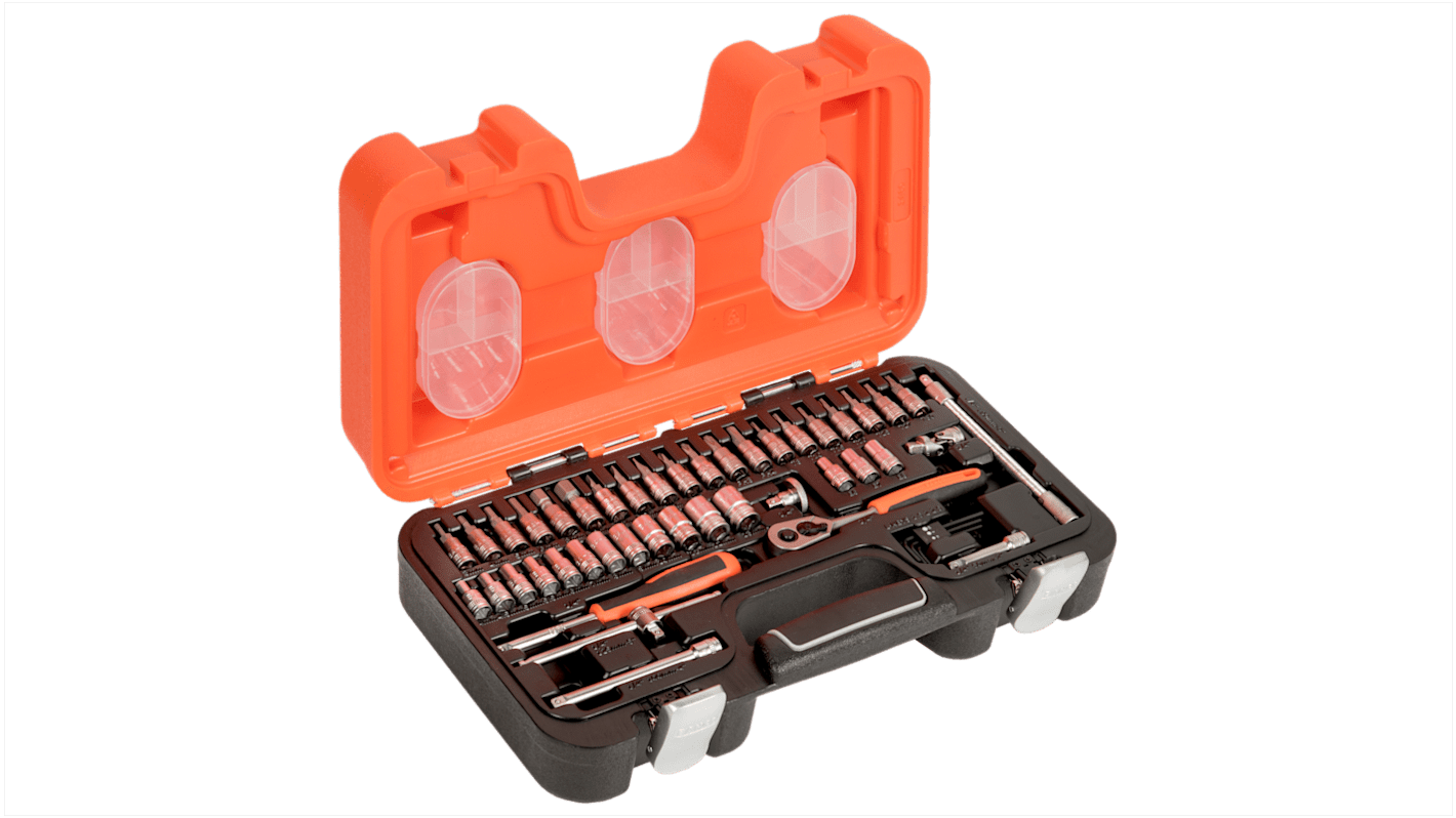 Bahco 46-Piece Metric 1/4 in Standard Socket/Allen Key/Bit Set with Ratchet, 6 point; e-Torx; Hex Bit; Phillips Bit;