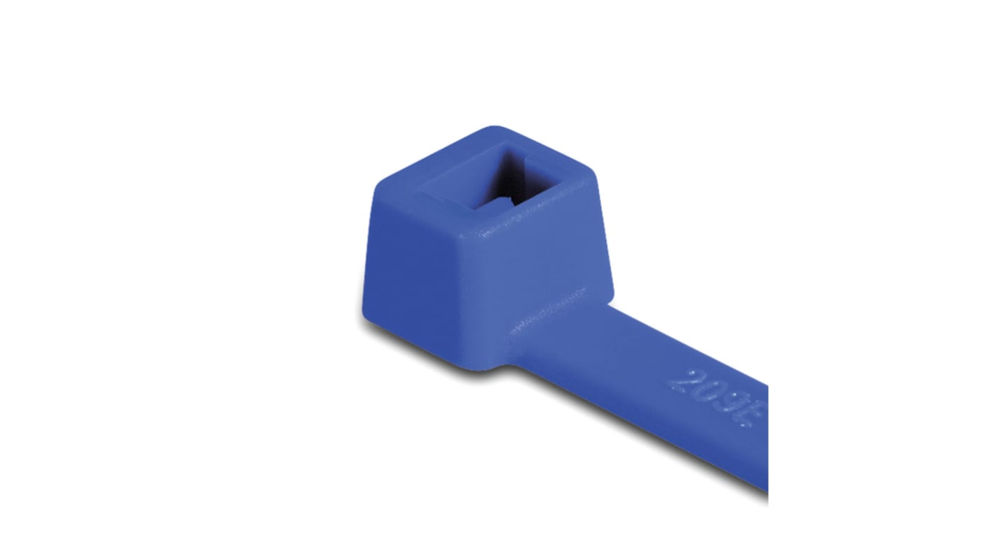 HellermannTyton Cable Tie, Inside Serrated, 390mm x 4.7 mm, Blue Polyamide 6.6 (PA66), Pk-100