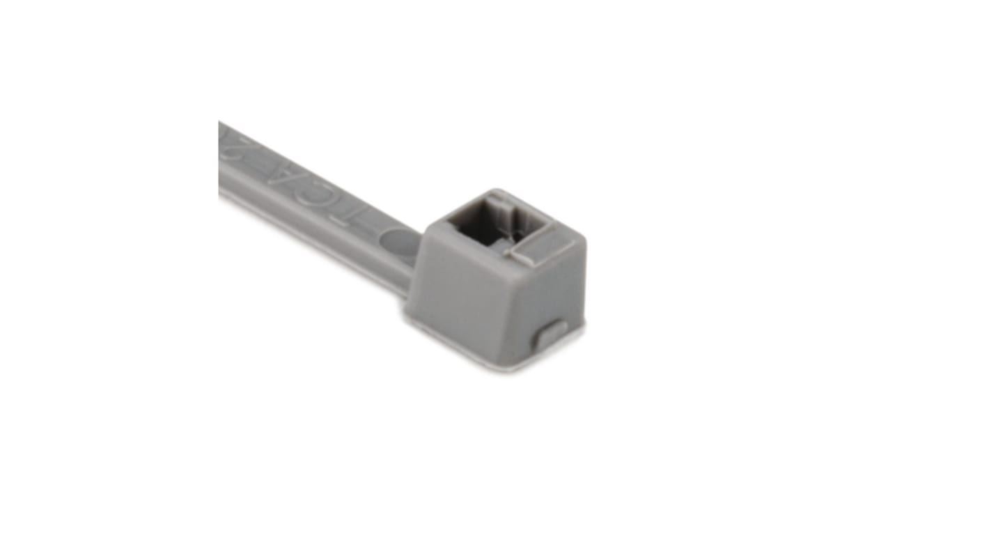 HellermannTyton Cable Tie, Inside Serrated, 100mm x 2.5 mm, Grey Polyamide 6.6 (PA66), Pk-100