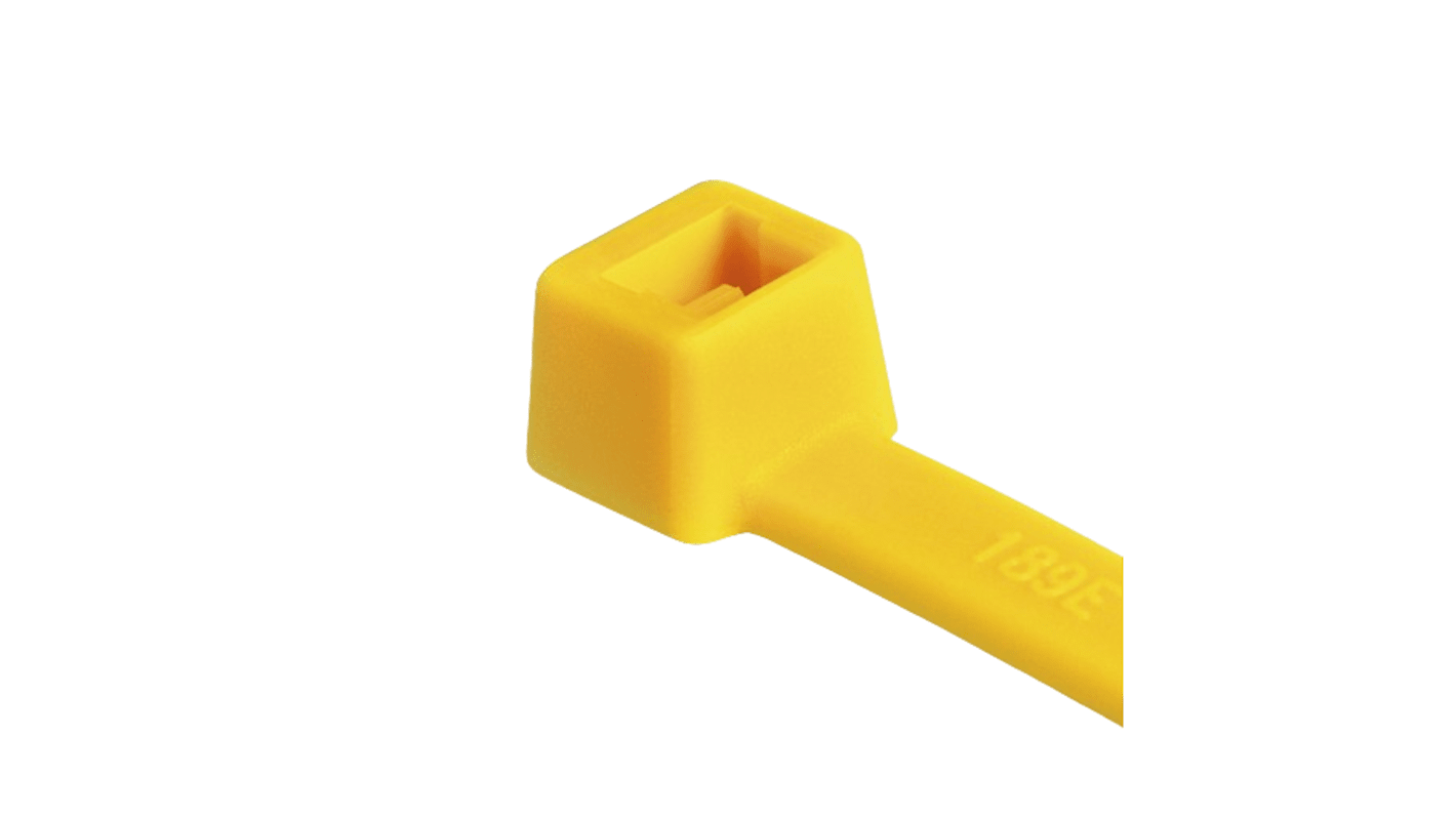 HellermannTyton Cable Tie, Inside Serrated, 210mm x 4.7 mm, Yellow Polyamide 6.6 (PA66), Pk-100