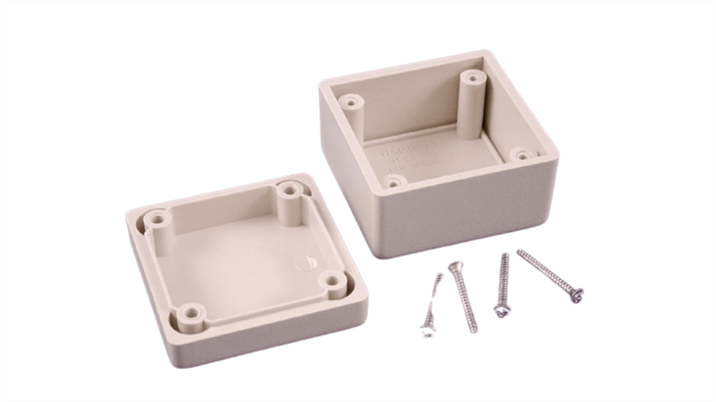 Hammond 1594 Series Grey ABS Enclosure, IP54, Grey Lid, 56 x 56 x 40mm