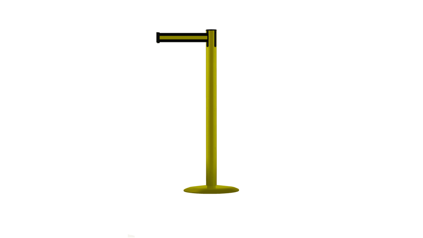 Barrière sécurité Tensator en Acier Noir/Jaune, larg. 63.5mm x Haut. 970mm, Long. 2.3m