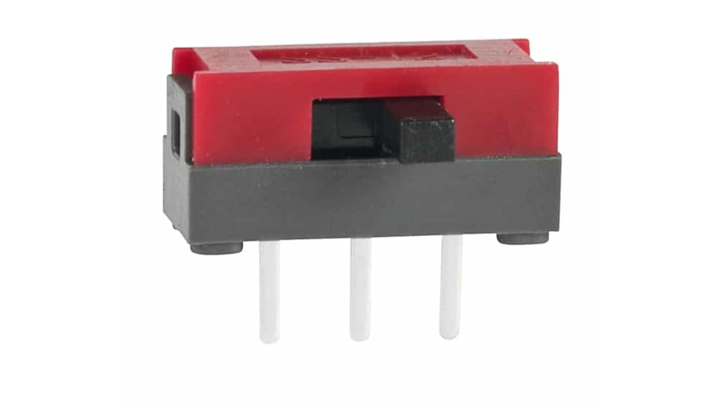 Przełącznik suwakowy, SPDT, montaż PCB, 100 mA przy 30 V DC, -15 → +60°C, NKK Switches