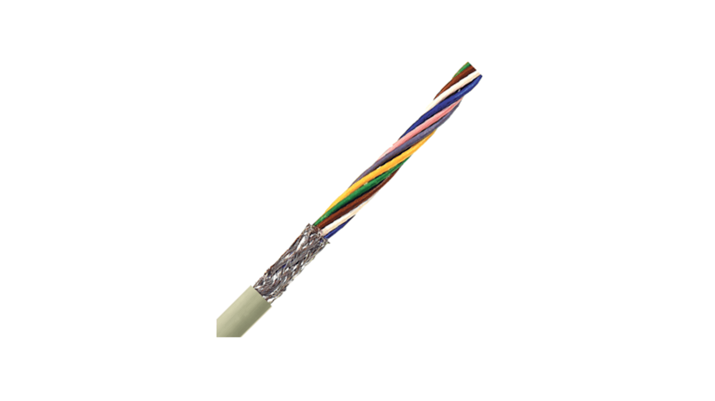 Lapp UNITRONIC LiYCY Datenkabel 0,34 mm² Ø 4.9mm, Kupfergeflecht geschirmt PVC isoliert Mehrleiter Grau