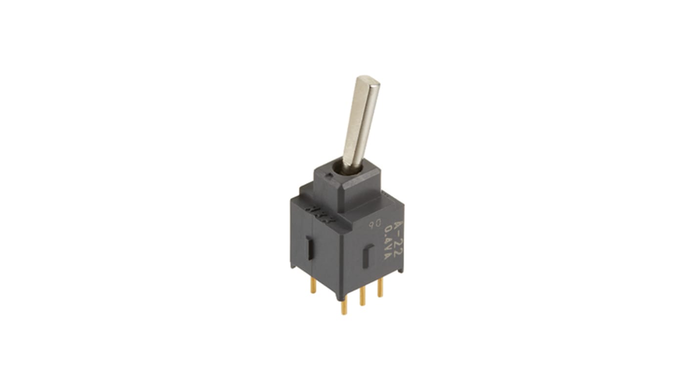 NKK Switches Toggle Switch, PCB Mount, On-(On), DPDT, Through Hole Terminal