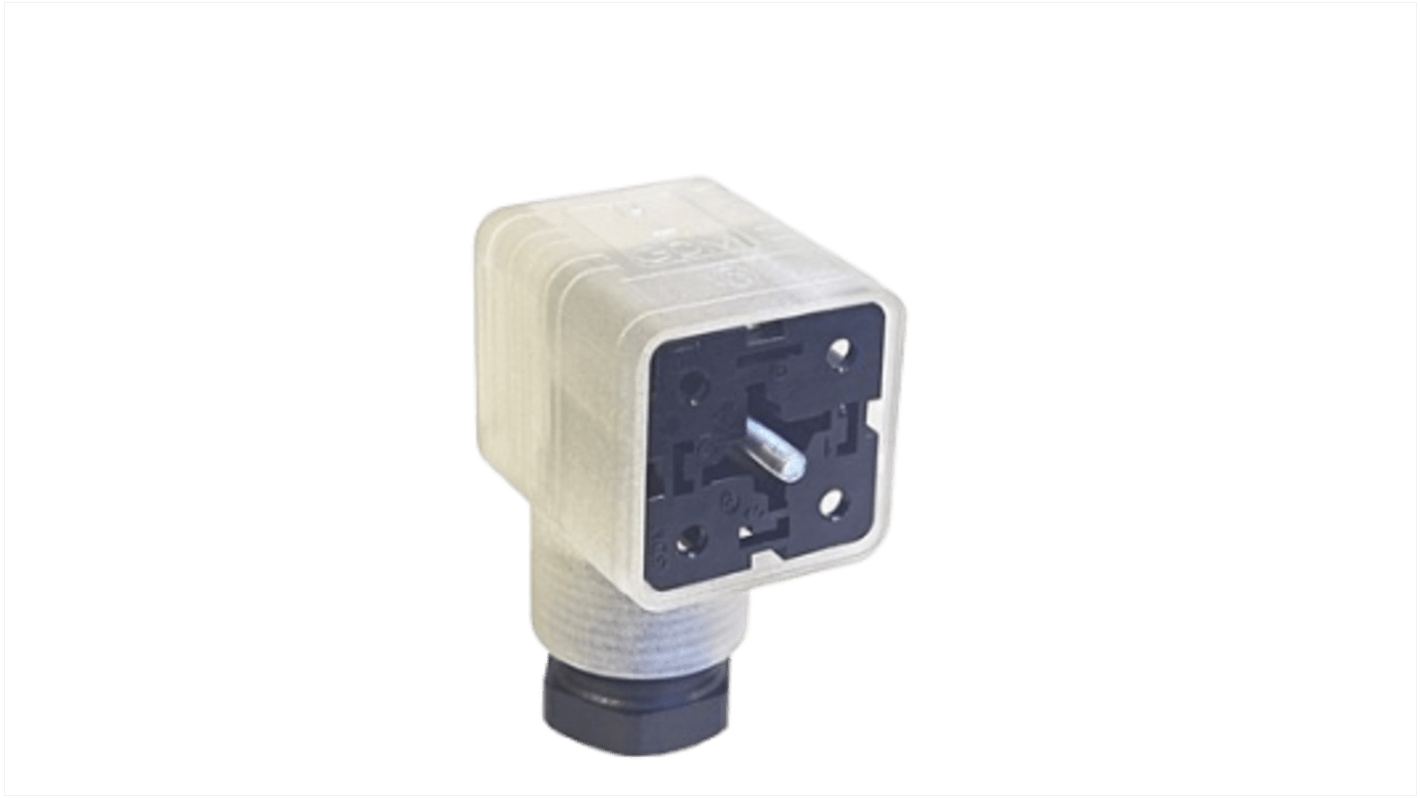 Conector de válvula DIN 43650 A Hirschmann GDML, hembra, 2P+E, 120 V, 8A, prensaestopas M16, IP65, montaje sujeto con