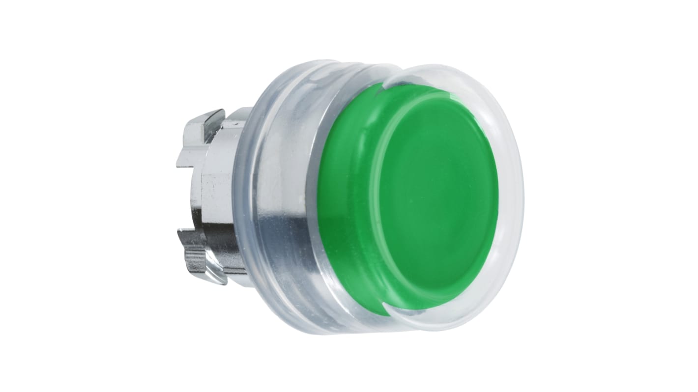 Schneider Electric Harmony XB4 Drucktastenkopf Ø 22mm, Grün mit Federrückstellung Rund Rund Metall, IP66