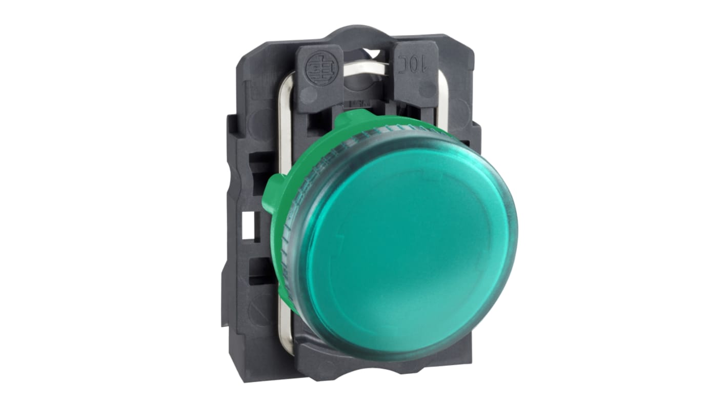 Schneider Electric, Harmony XB5, Panel Mount Green Pilot Light, 22mm Cutout, IP66, IP67, Round, 250V