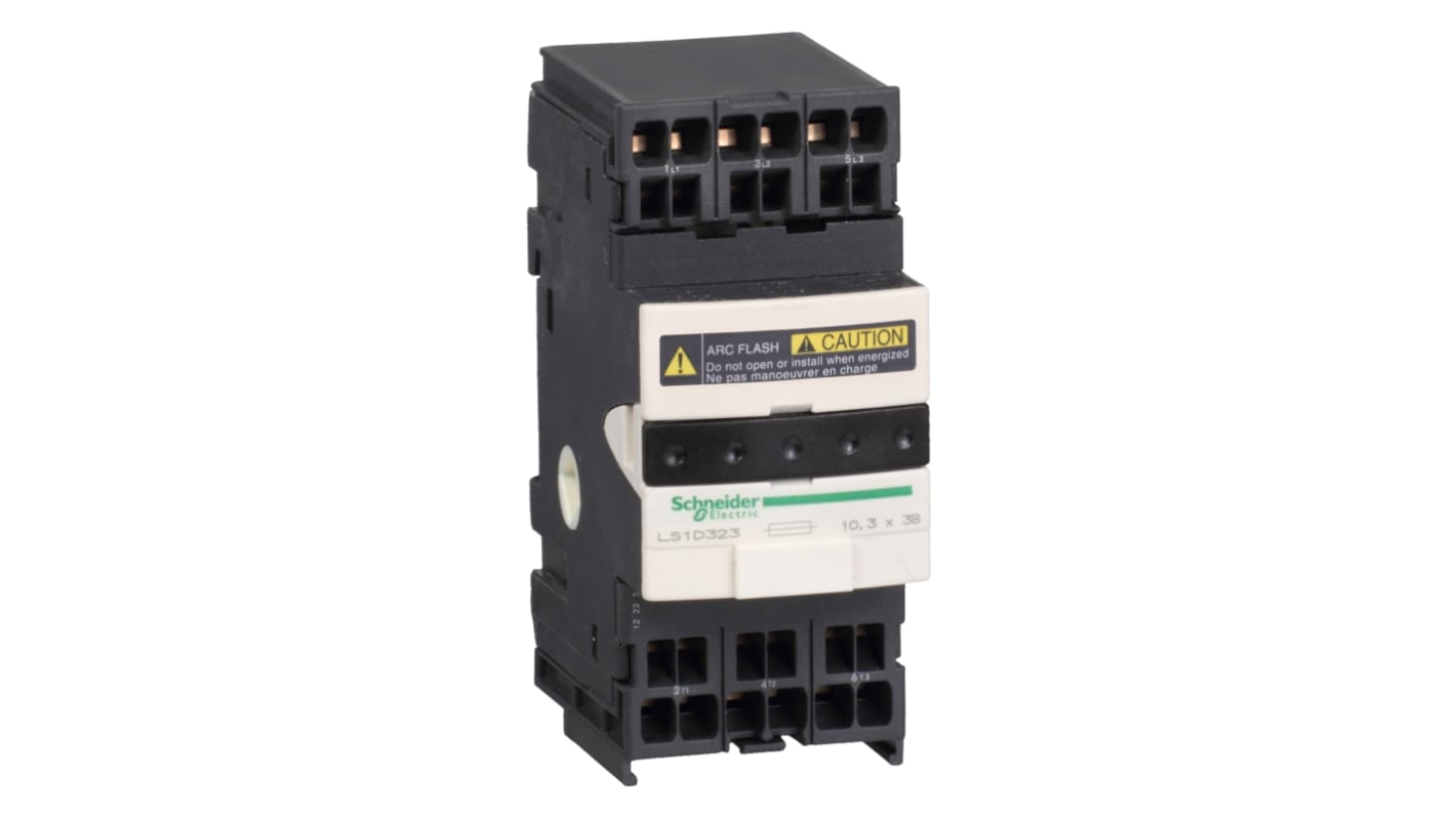 Sezionatore portafusibili Schneider Electric LS1D323, 3, fusibile 10 x 38mm, guida DIN TeSys LS1 D