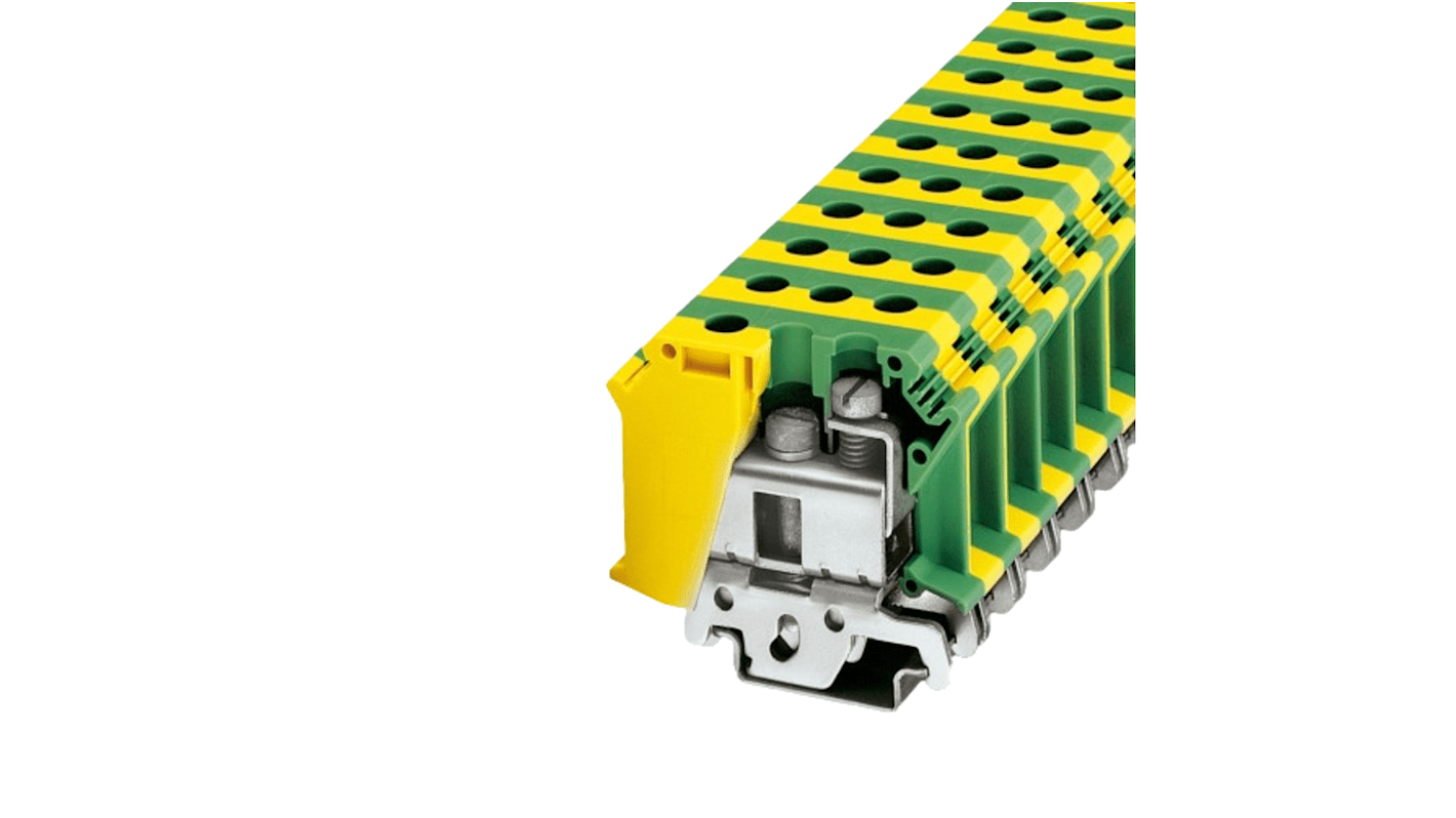 Phoenix Contact UISLKG 35 Series Green/Yellow Earth Terminal Block, 0.75 → 35mm², Single-Level, Screw Termination