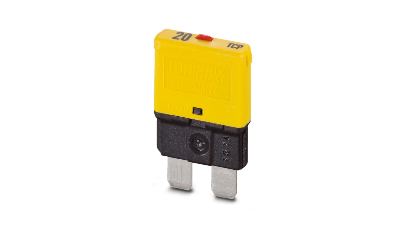 Phoenix Contact Thermal Circuit Breaker - TCP 20/DC32V  Single Pole 32V dc Voltage Rating On Base Element, 20A Current