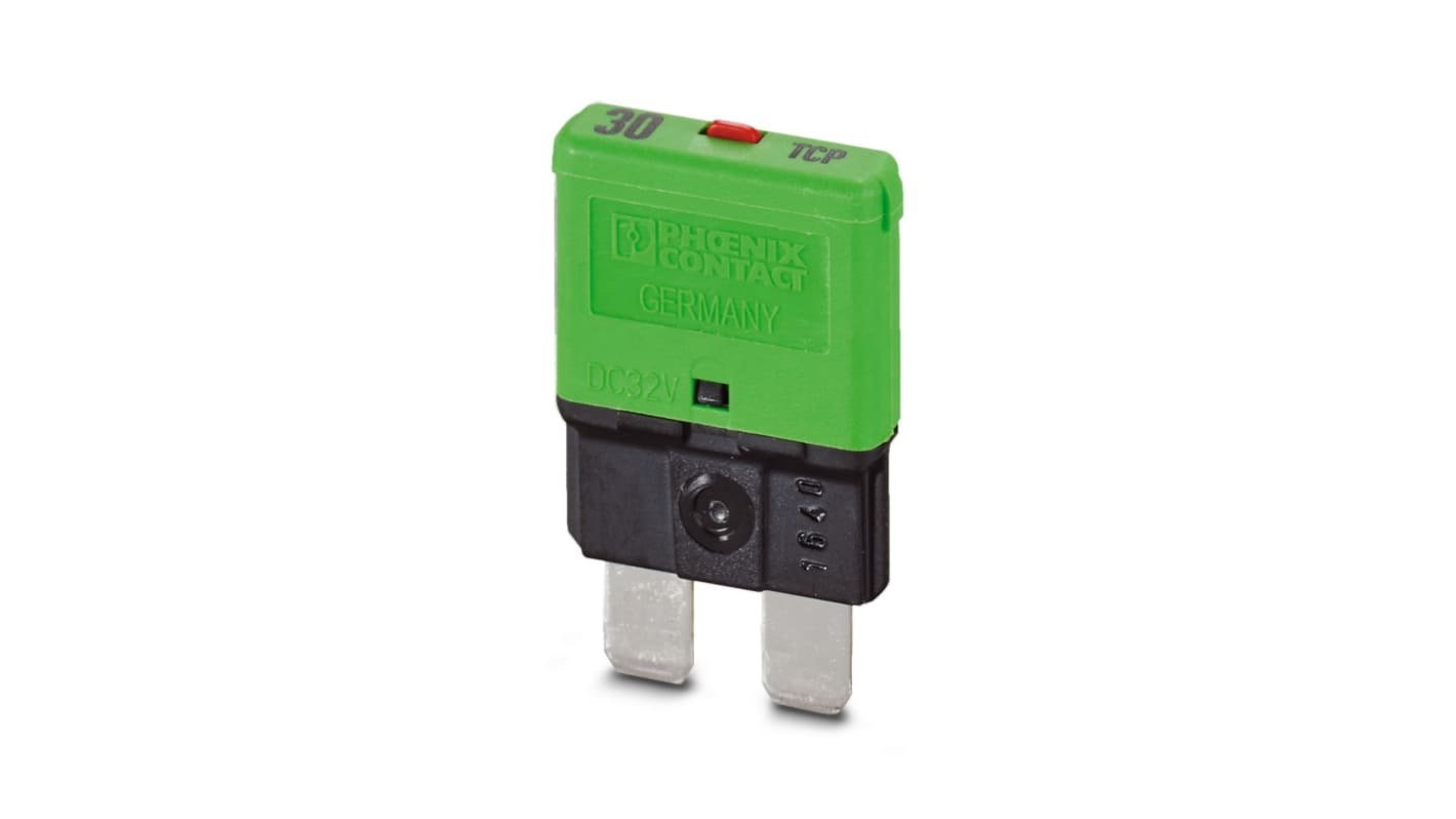 Phoenix Contact Thermal Circuit Breaker - TCP 30/DC32V  Single Pole 32V dc Voltage Rating On Base Element, 30A Current