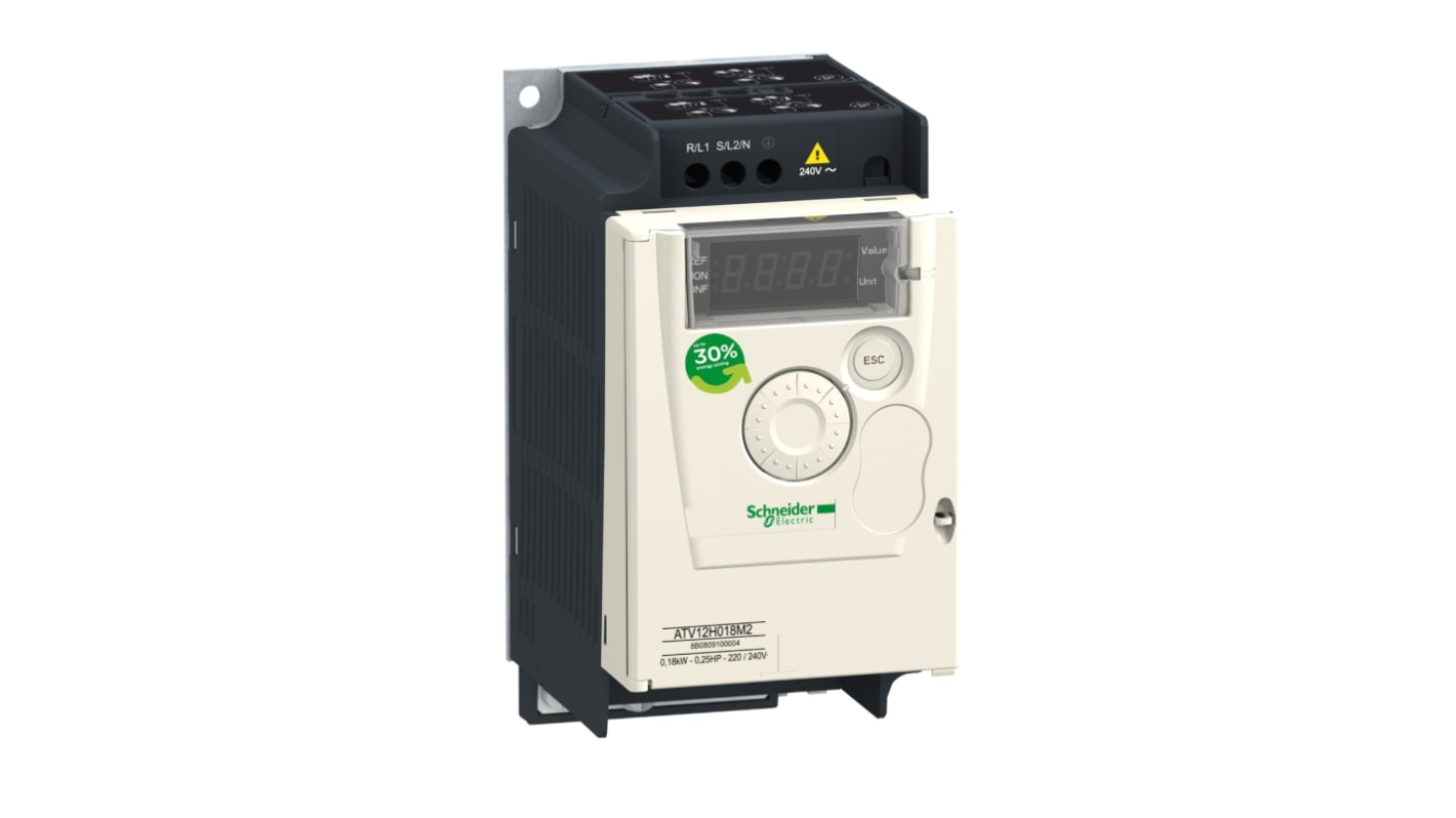 Schneider Electric インバータ ATV 12, 230 V ac 0.18 kW ATV12H018M3 ACモータ RS-485