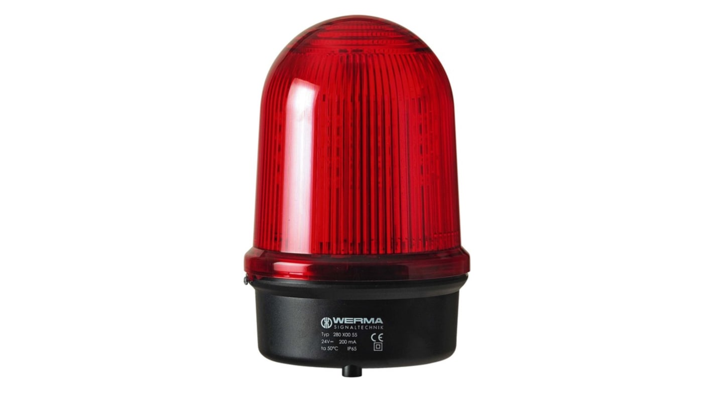 Werma BM 280 Series Red Rotating Beacon, 115 → 230 V ac, Surface Mount, LED Bulb, IP65