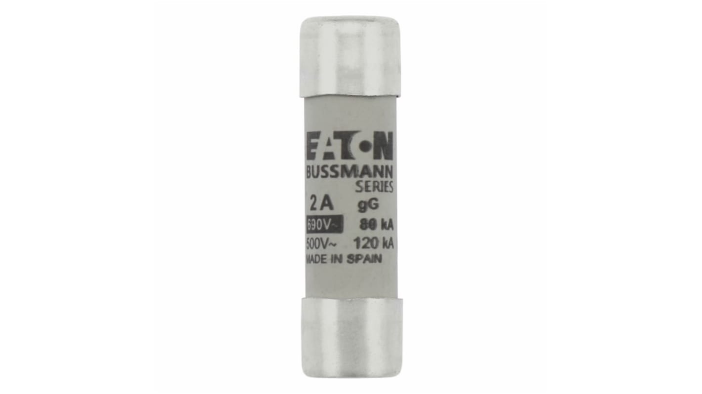 Eaton 2A Ceramic Cartridge Fuse, 14 x 51mm