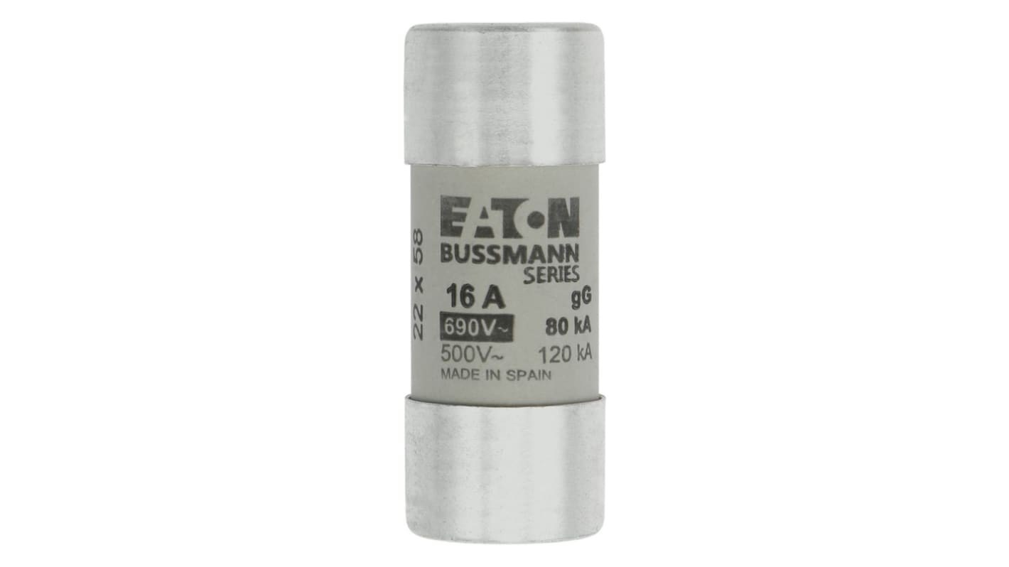 Fusible de cartucho cerámico Eaton, 690V ac, 16A, 22 x 58mm