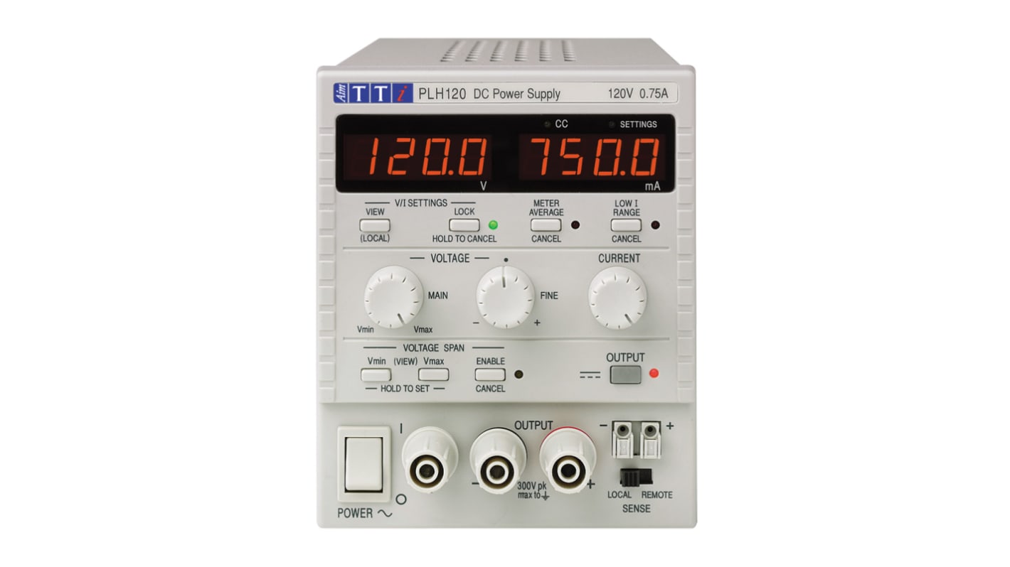 Aim-TTi Laboratoriestrømforsyning, 1 Udgang, 0 → 120V, 0 → 750mA, 90W