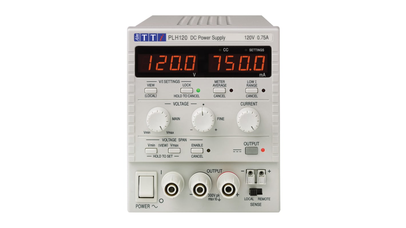 Alimentation de laboratoire, 0 → 120V, 0 → 750mA, 1 sortie 90W