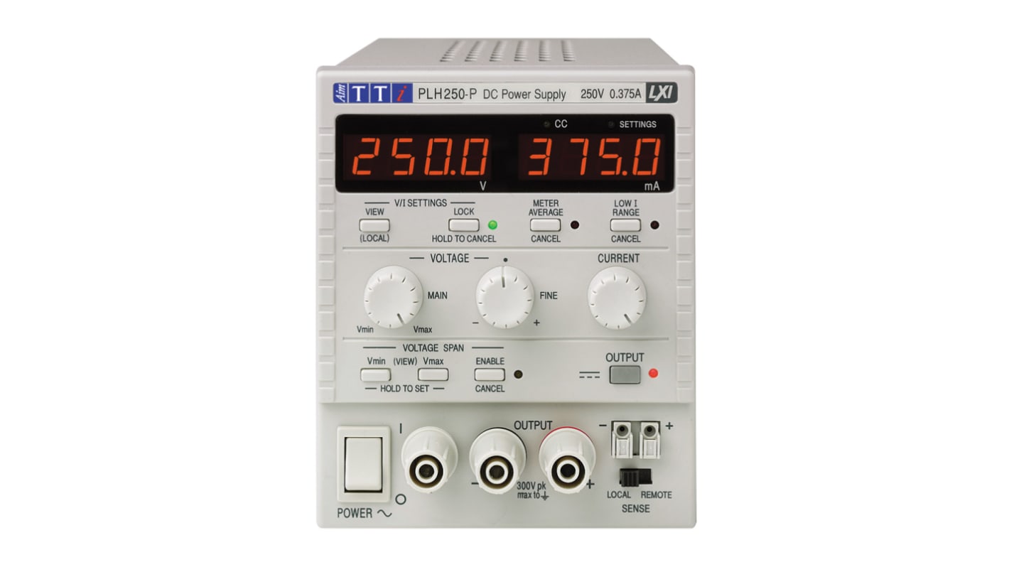 Aim-TTi PLH-P Series Digital Bench Power Supply, 0 → 250V, 0 → 360mA, 1-Output, 94W