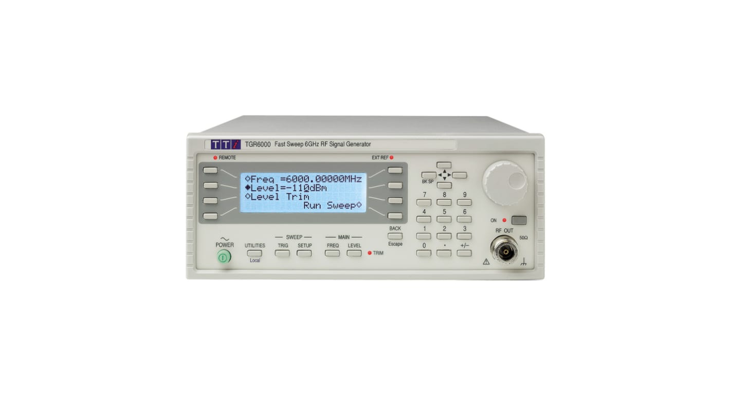 Generador de señales RF Aim-TTi TGR6000, 6GHz máx., impedancia 50Ω, interfaz GPIB, LAN, RS232, USB