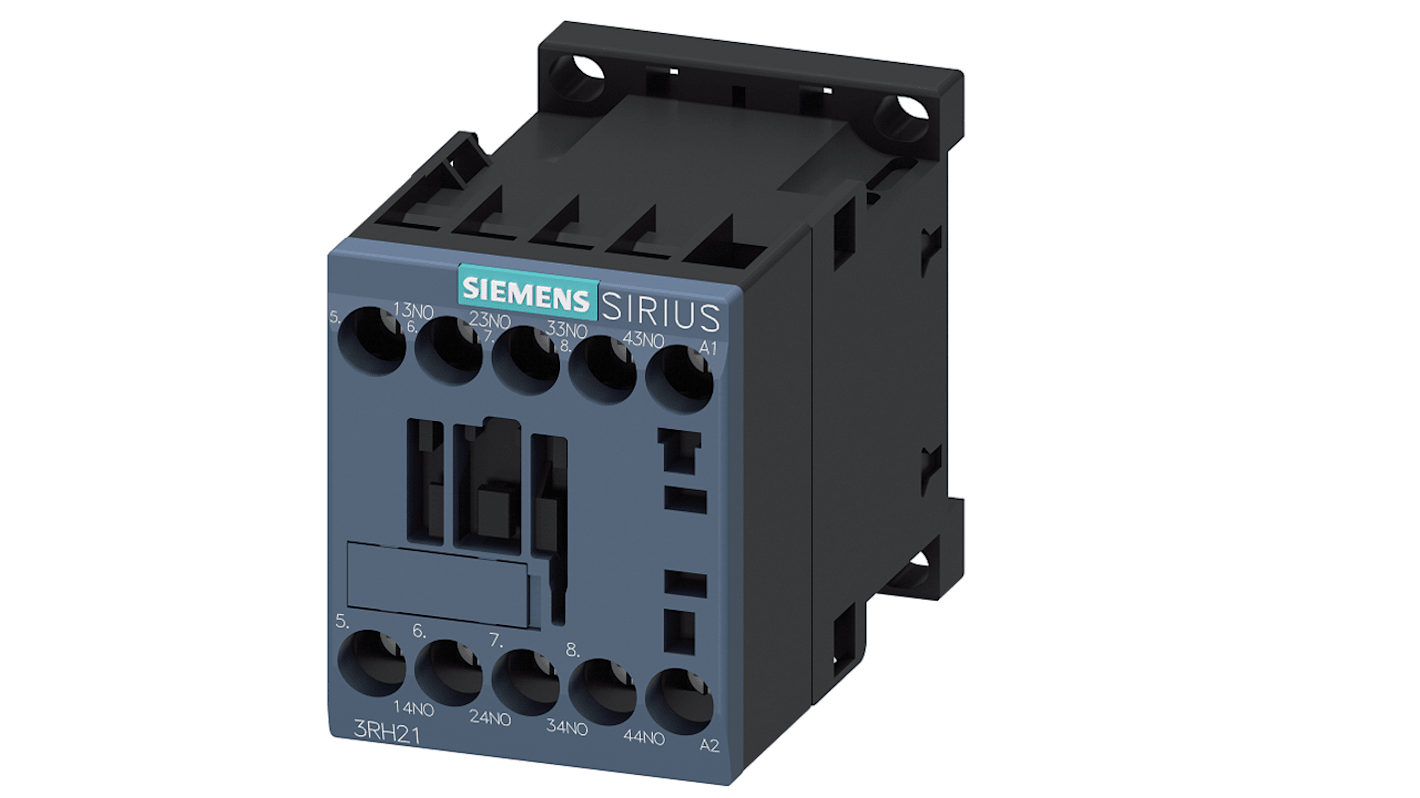 Contattore Siemens, serie 3RH2, 4 poli, 4 NA, 10 A, bobina 110 V c.a.