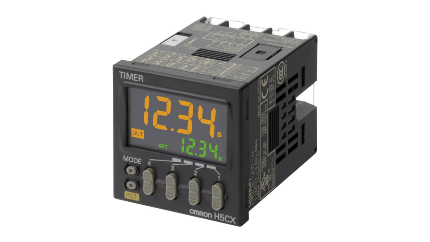 Omron H5CX Series Panel Mount Timer Relay, 12 → 24 V dc, 24V ac, 1-Contact, 0.001 s → 9999h