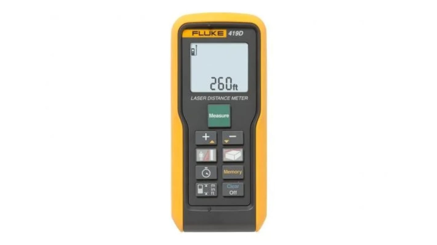 Fluke Lézeres mérőkészülék Fluke-419D ±2 mm Angolszász, Metrikus LCD 2-es osztály 635nm AAA Akkumulátor 153g 419D 80m