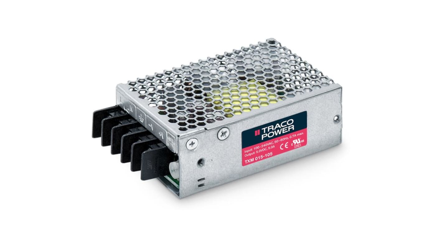 TRACOPOWER TXM 015 Schaltnetzteil, 5V dc / 3A 15W 85 → 264 V ac, 120 → 375 V dc Geschlossen,