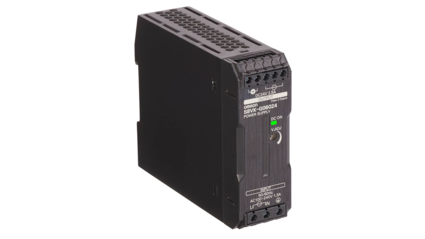 Omron S8VK-G Getaktet DIN-Schienen Netzteil 60W, 100 → 240 V ac / 90 → 350V dc, 24V dc / 2.5A