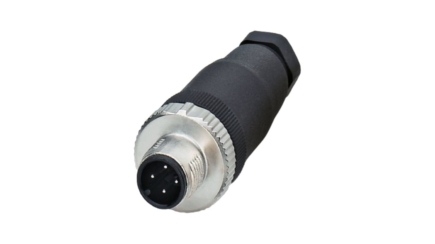 Conector circular Phoenix Contact macho serie SACC de 4 vías macho a hembra, tamaño carcasa M12, montaje aéreo, IP67