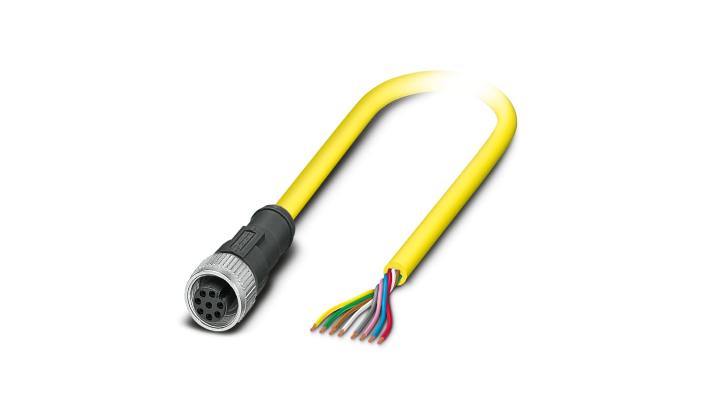 Cable de conexión Phoenix Contact, con. A M12 Hembra, 8 polos, con. B Sin terminación, cod.: A, long. 5m, 30 V, 2 A,