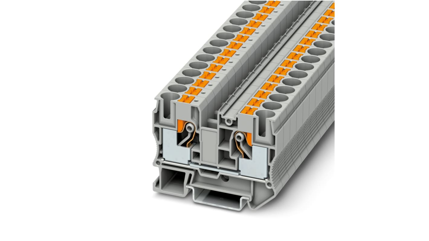 Phoenix Contact PT 10 Series Grey Feed Through Terminal Block, Single-Level, Push In Termination