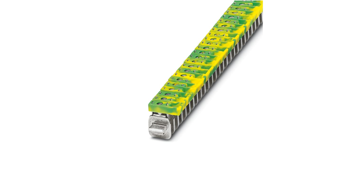 Clema Phoenix Contact PTPOWER, para cable de 0,5 → 6 mm², 41A, 300 V, Tornillo, de color Verde/Amarillo